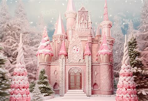 Kate Winter Christmas Pink Castle Backdrop For Photography