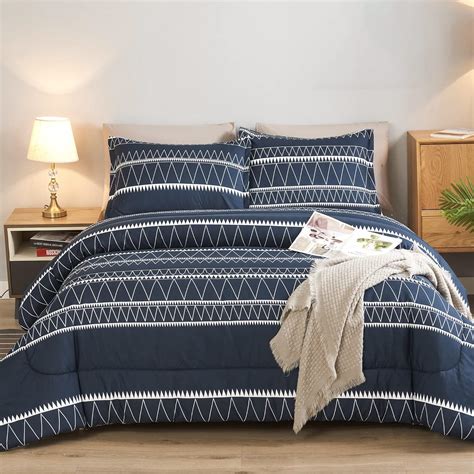 Amazon Andency Navy Blue California King Comforter Set Pieces