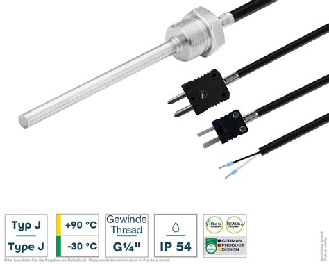 Thermoelement Typ J G1 4 Mit PVC Leitung Testo Sensor GmbH