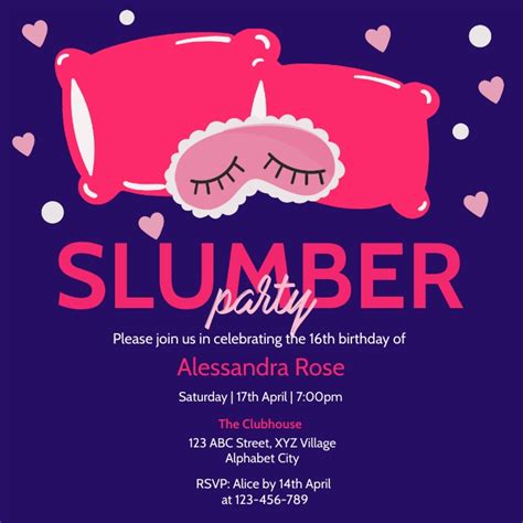 Slumber Party Invitation Template Postermywall