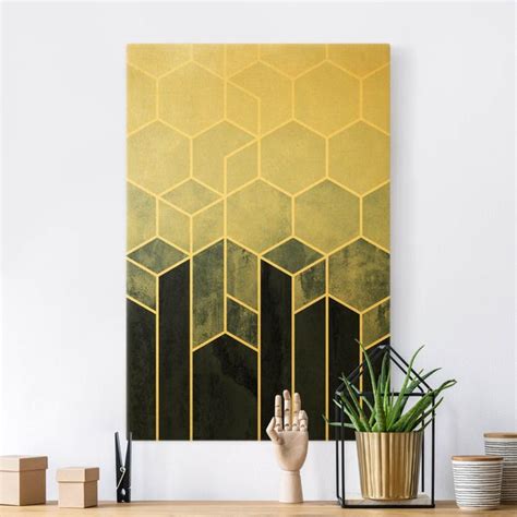 Elisabeth Fredriksson Goldene Geometrie Sechsecke Blau Wei