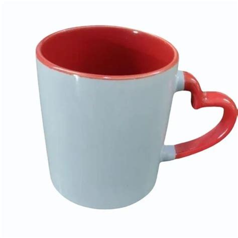 Capacity 300 Ml Ceramic Heart Shape Handle Coffee Mug 3 Tone For