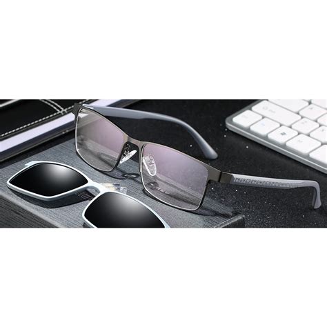 Multifocal Prescription Glasses Men Polarized Magnet Clip On Sunglasses