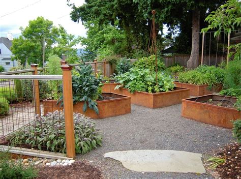 Corten Steel Raised Beds Planted Beautifully With Herbs Vegetable Garden Raised Beds