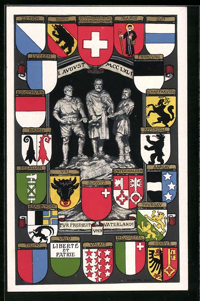 Ak Wappen Der Schweizer Kantone August Mcclxli Nr