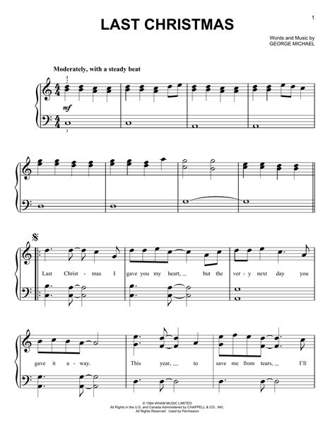 Last Christmas By Wham Sheet Music For Very Easy Piano At Sheet Music