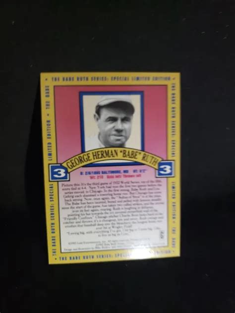 1992 GOLD ENTERTAINMENT The Series Hologrammes Babe Ruth 3 EUR 5 34