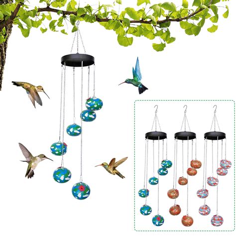 Chamoist 2024 Wind Chime Hummingbird Feeder Hanging Patio Garden Decor