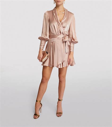 Womens Zimmermann Pink Silk Wrap Mini Dress Harrods Uk