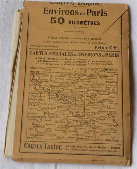 Carte Taride Environs de Paris Années 1950 à vendre