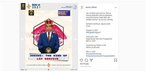 Reaksi Istana Soal Postingan BEM UI Jokowi The King Of Lip Service