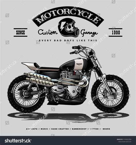 Vintage Street Tracker Motorcycle Poster Stock Vector (Royalty Free ...