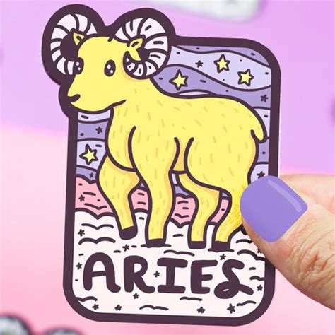 Aries Vinyl Sticker Horoscope Sticker Waterproof Laptop Etsy