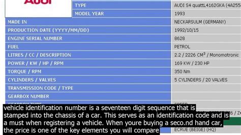 Audi Vin Decoder Spec Free Vin Decoder Check Vin Number Vin Lookup