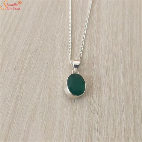 Oval Green Onyx Pendant, Natural Women Gemstone Pendant - Shraddha ...