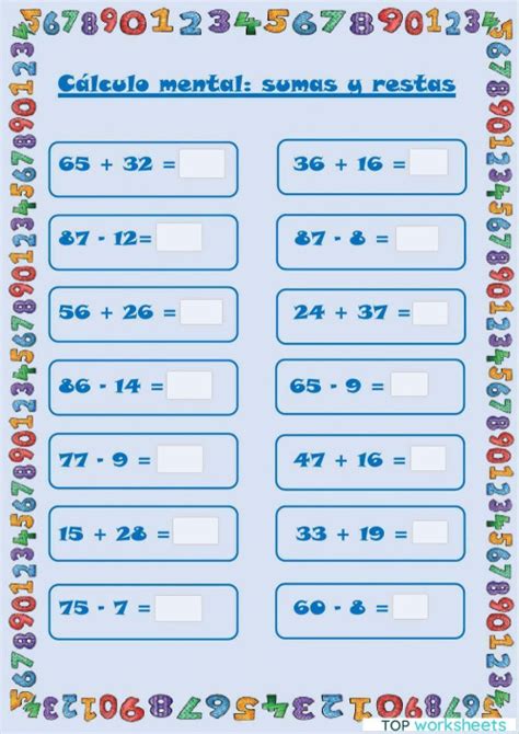 Fichas Calculo Mental Sumas Y Restas Imagenes Educativas Calculo Nbkomputer