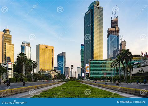 Jakarta Skyline Around Hi Roundabout Bundaran Hi As Viewed From Mh