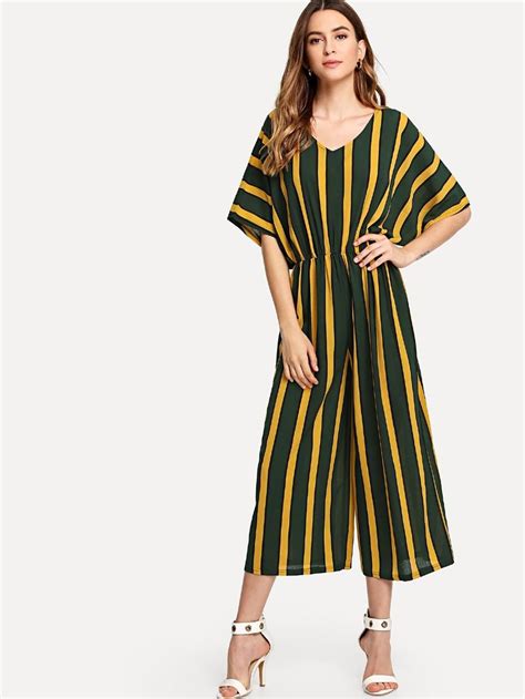 Vertical Striped Wide Leg Jumpsuit SheIn