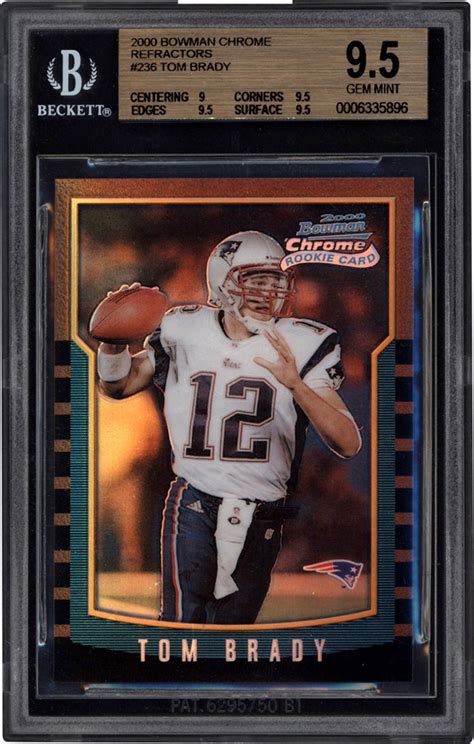 Bowman Chrome Refractor Tom Brady Rookie Bgs Gem Mint