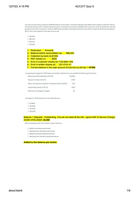 SOLUTION ACC317 Quiz 5 Intermediate Accounting I ACC 317 2023 2024