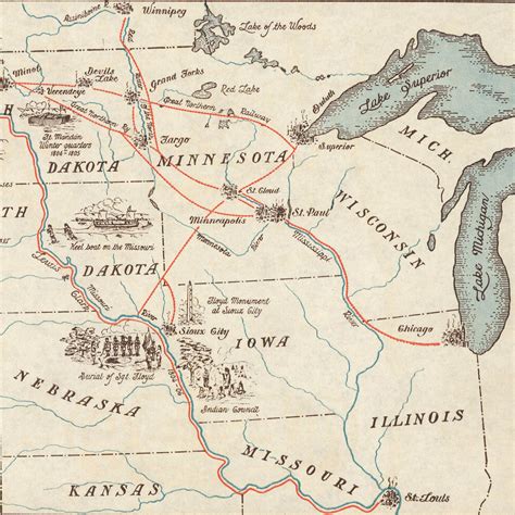 Map Showing Route of the Lewis & Clark Expedition 1804-1806 - Etsy