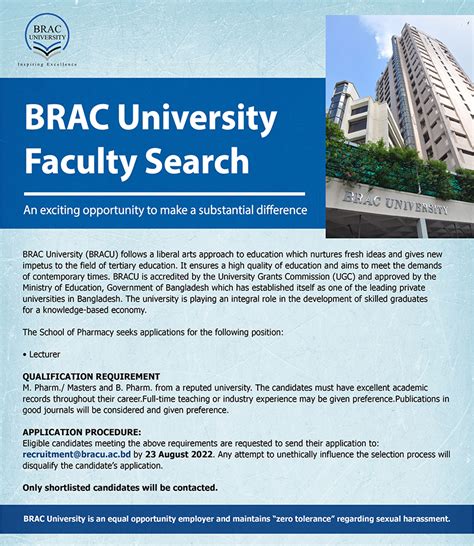 Brac University Job Circular 2022 Bangladesh Post