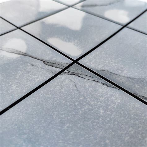 Самоклеющиеся панели Мозаика ПЭТ Серо-голубой мрамор Квадраты 300х300х4 ...