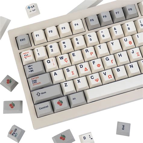 GEKUCAP PBT Keycaps 135 Keys Retro Grey White Keycaps Cherry Profile