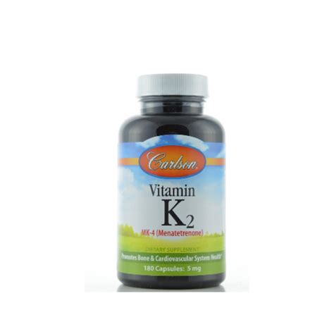 Vitamin K2 Menatetrenone 5 Mg 180 Capsules Carlson Labs