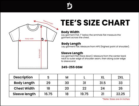 Tee's Size Chart – DeyaaOne