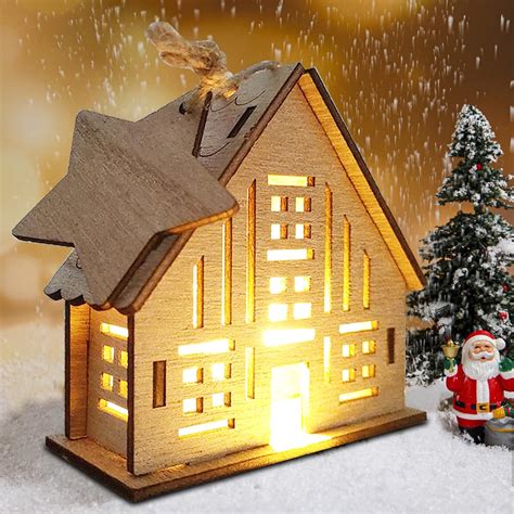 Weihnachtsdeko Holz Haus Mit LED Leucht Beleuchtet DIY Weihnachtsdorf