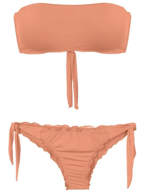 Amir Slama Gathered Detailing Bandeau Bikini Farfetch