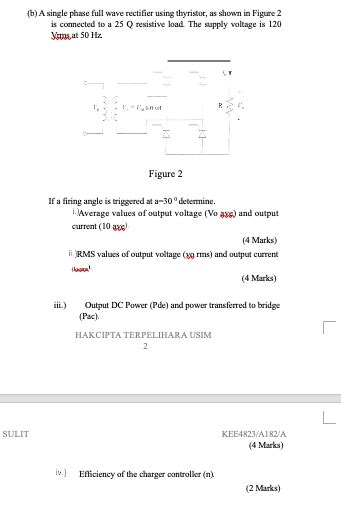 Solved B A Single Phase Full Wave Rectifier Using