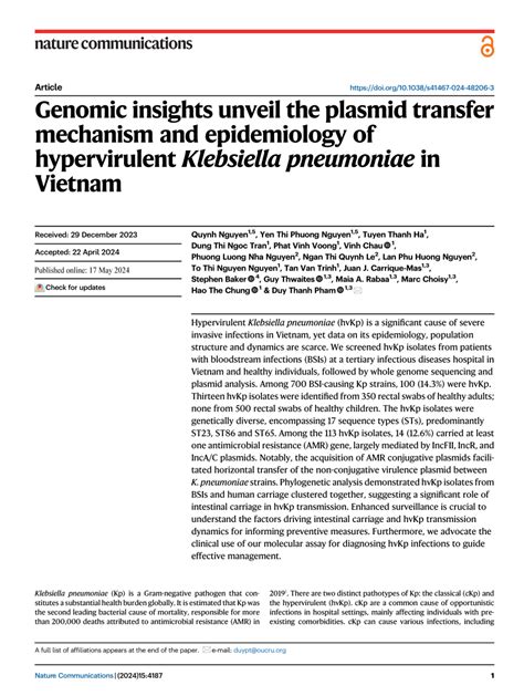 PDF Genomic Insights Unveil The Plasmid Transfer Mechanism And