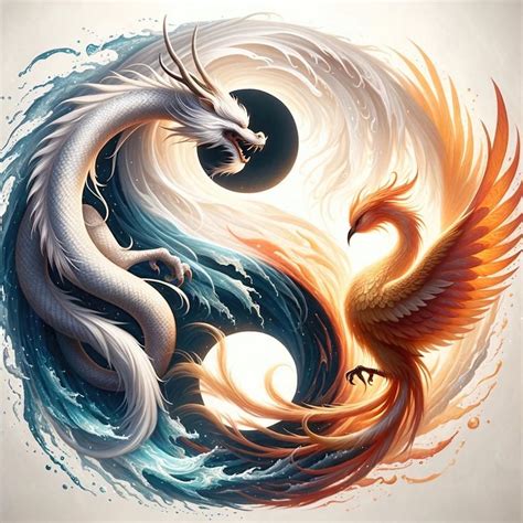 Dragon and Phoenix Fantasy Digital Art Download, Dragon Art for Print ...