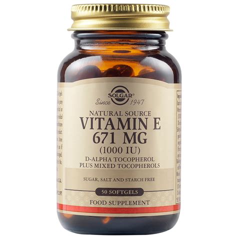 Vitamina E 671 Mg 1000 UI 50 Capsule Solgar Farmacia Tei Online