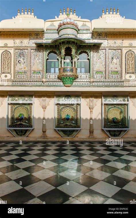 Courtyard In The City Palace Of The Maharaja Udaipur Rajasthan India