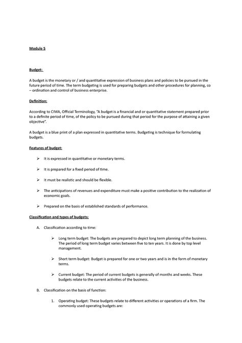 Me Module 5 Budget Lecture Note Of Managerial Economics Of Bba Kerala