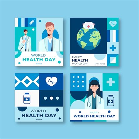 Collection De Publications Instagram De La Journée Mondiale De La Santé Vecteur Gratuite