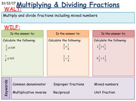 Ks3ks4 Maths Multiplying And Dividing Fractions Teaching Resources