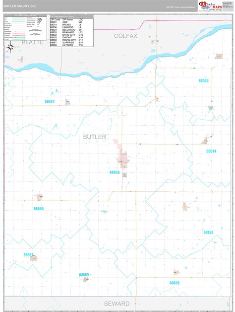 Butler County Ne Wall Map Premium Style By Marketmaps