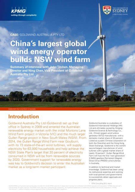 Case Study China Wind Energy Nsw Wind Farm