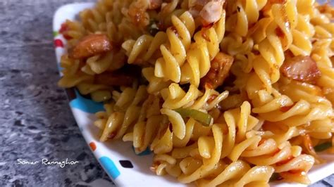 Chicken Pasta Recipe Chicken Fusilli Pasta Recipe Leftover Chicken Recipe Soniar Rannaghor