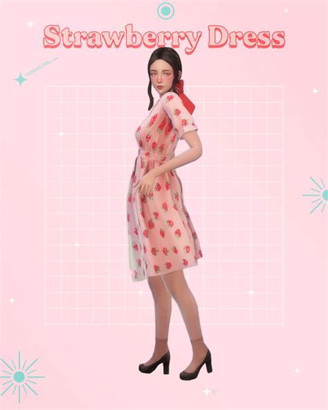 Miiko Strawberry Dress For The Sims 4 ~ A Summer Y Midi