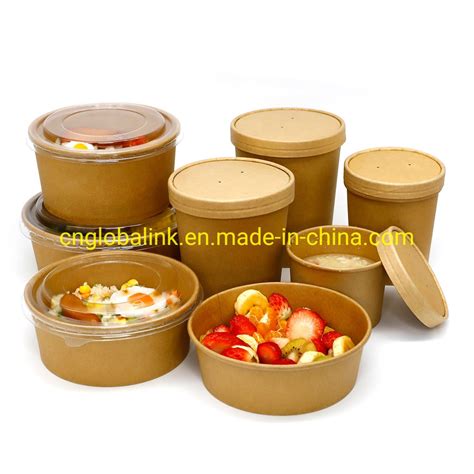 Eco Friendly Kraft Paper Food Packaging Container Soup Container Salad