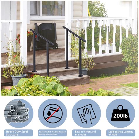 Sdnbht Handrails For Outdoor Steps Black Wrought Iron Outdoor Handrails