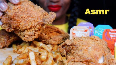 Asmr Spicy Popeyes Fried Chicken With Cajun Fries No Talking Youtube