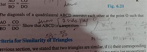 The Diagonals Of A Quadrilateral Abcd Intersect Each Other At The Point O