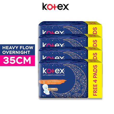 Bundle Of 4 Kotex Soft And Smooth Slim Overnight Sanitary Pads