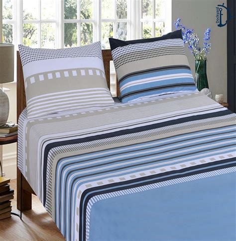 Cotton Percale Bedsheets | Bedsheet set with Pillowcover| Indus Stripe ...